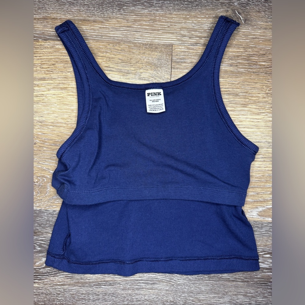 PINK Victoria's Secret Rib Crop Tank Top (Midnight blue) - Picture 3 of 6